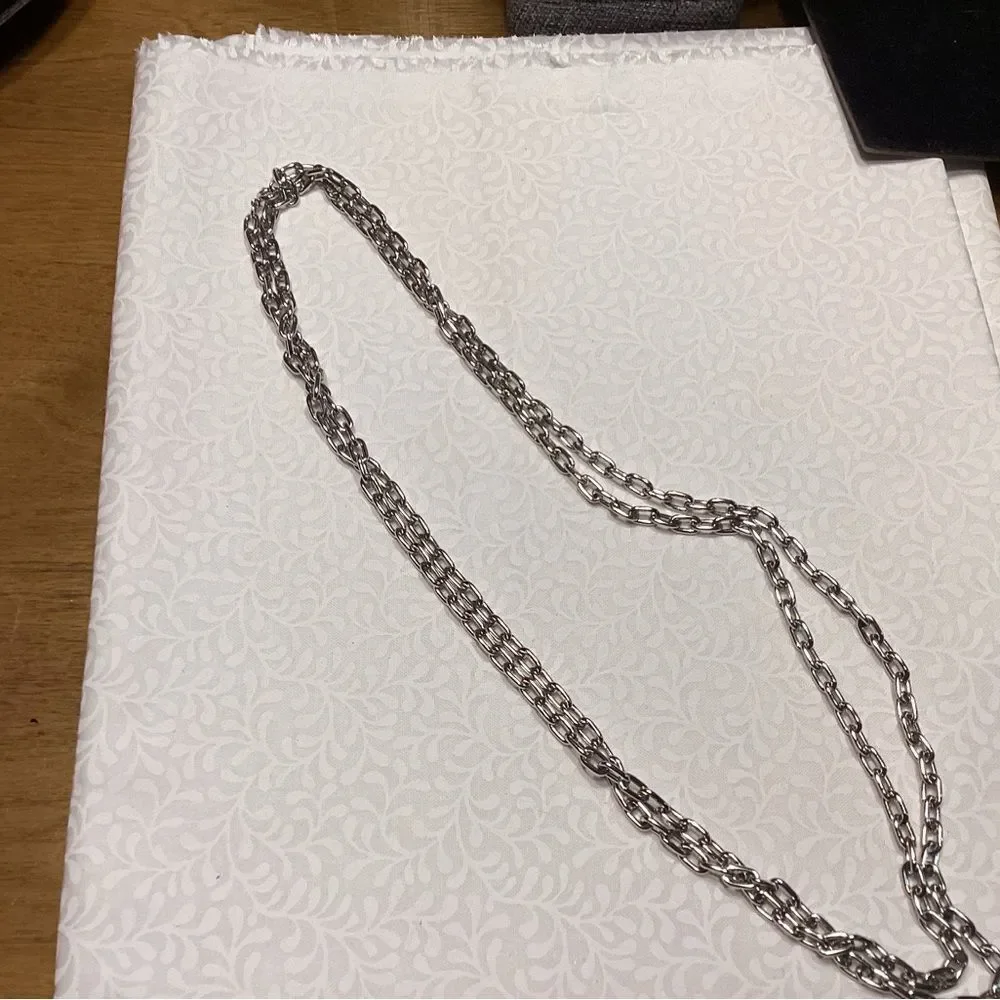 Long Silvertone  Chain Necklace